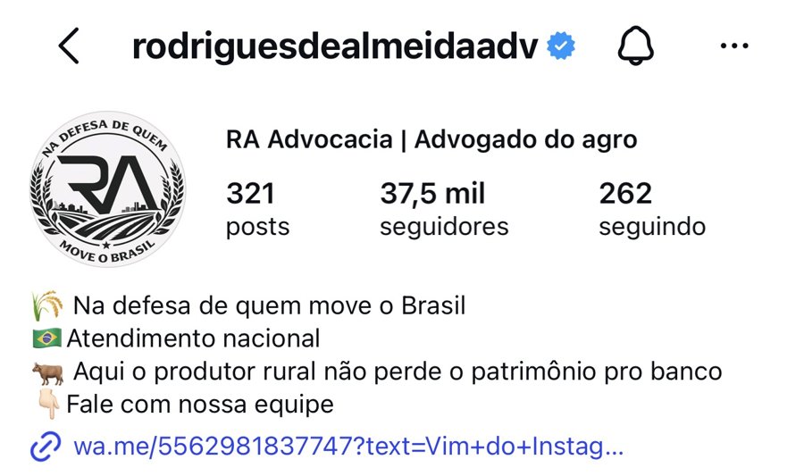 Print do perfil @rodriguesdealmeidaadv